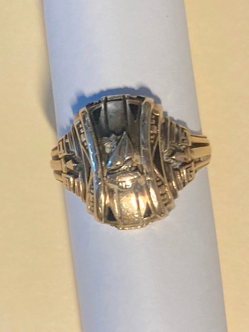 Vintage 10K Gold Modernist Brutalist Statement Ring Abstract Maker's Mark 9.5 7g - Picture 9 of 9